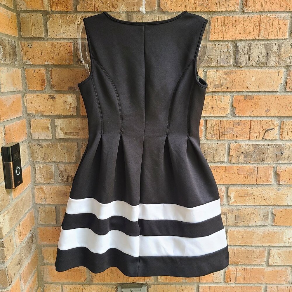 APT 9 Mini Dress Fit-n-Flare Pleated Sleeveless Black White Size L Petite PL - Picture 8 of 8